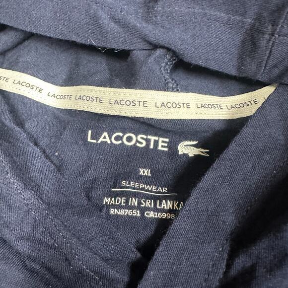 Lacoste Hoodie Mens 2XL Sleepwear Embossed Croc Logo Navy Blue Pullover Lounge - Picture 13 of 14
